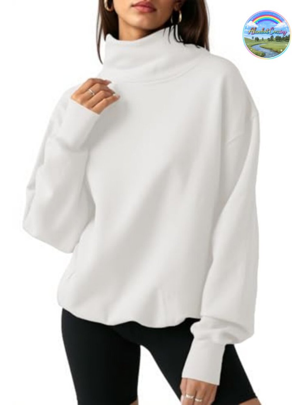 Oversized Turtleneck Sweatshirt Long Sleeve Pullover Casual Top